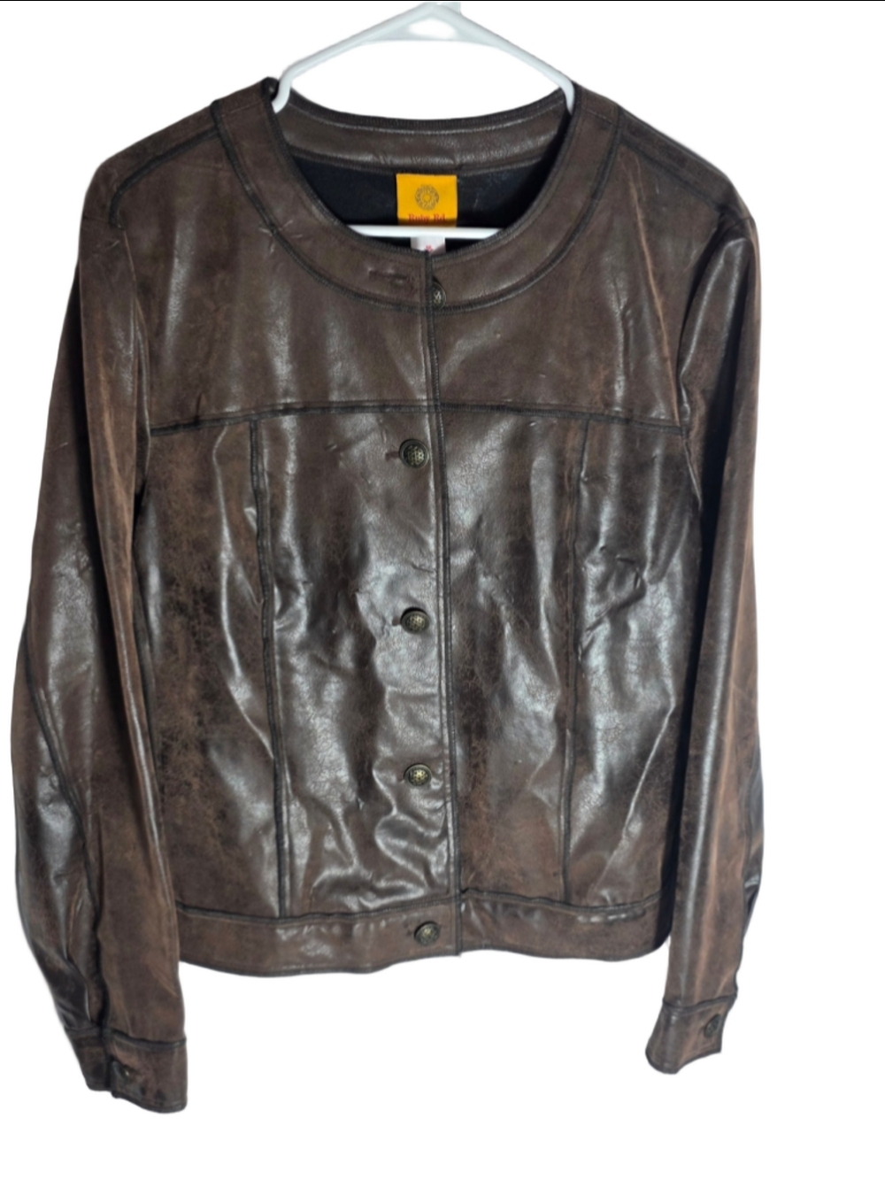 Women's Ruby Rd. Brown Faux Leather Jacket 16 bikercore sexy western cowgirl